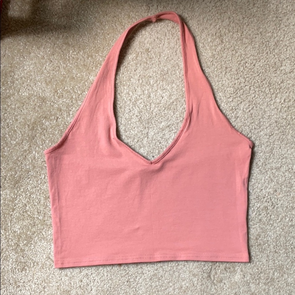 Express peach/salmon halter crop top